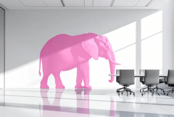 rosa elefant im konferenzraum