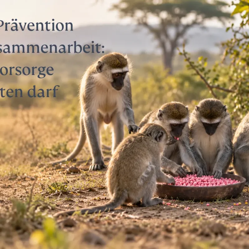 Eine Meerkatze nähert sich einer bestehenden Gruppe – Sinnbild für die Übernahme von Unternehmenskultur.